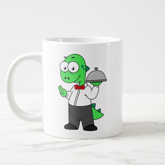 Taza De Café Gigante Ilustracion De Un Agujero De Comida Tirrannosaurus (Izquierda)