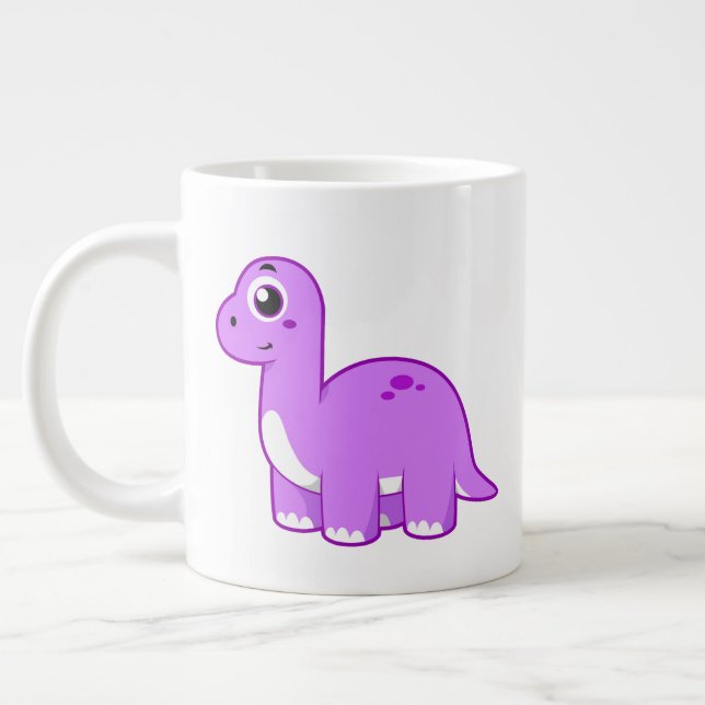 Taza De Café Gigante Ilustracion De Un Dinosaurio Brontosauro. (Izquierda)