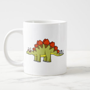 Taza De Café Gigante Ilustracion De Un Dinosaurio Estegosaurio.
