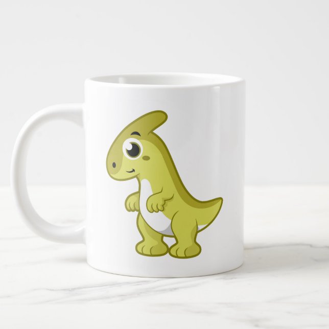 Taza De Café Gigante Ilustracion De Un Dinosaurio Parasaurolophus. (Izquierda)