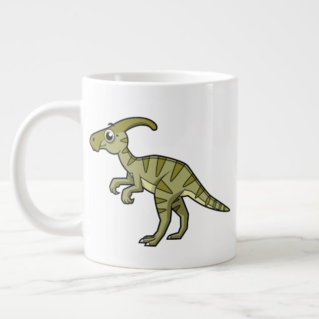 Taza De Café Gigante Ilustracion De Un Dinosaurio Parasaurolophus. 3 (Izquierda)