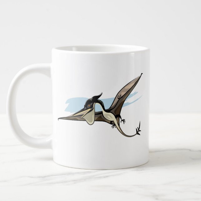Taza De Café Gigante Ilustracion De Un Dinosaurio Pteranodon. (Izquierda)