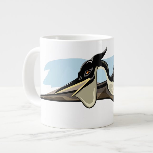 Taza De Café Gigante Ilustracion De Un Dinosaurio Pteranodon. (Izquierda)