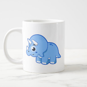 Taza De Café Gigante Ilustracion De Un Dinosaurio Triceratops.