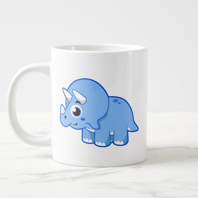 Taza De Café Gigante Ilustracion De Un Dinosaurio Triceratops. (Izquierda)