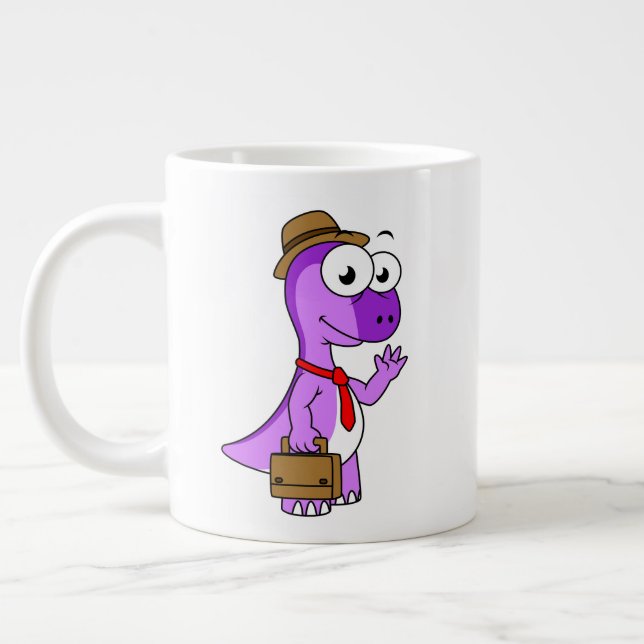 Taza De Café Gigante Ilustracion De Un Empresario Pachycephalosaurio. (Izquierda)
