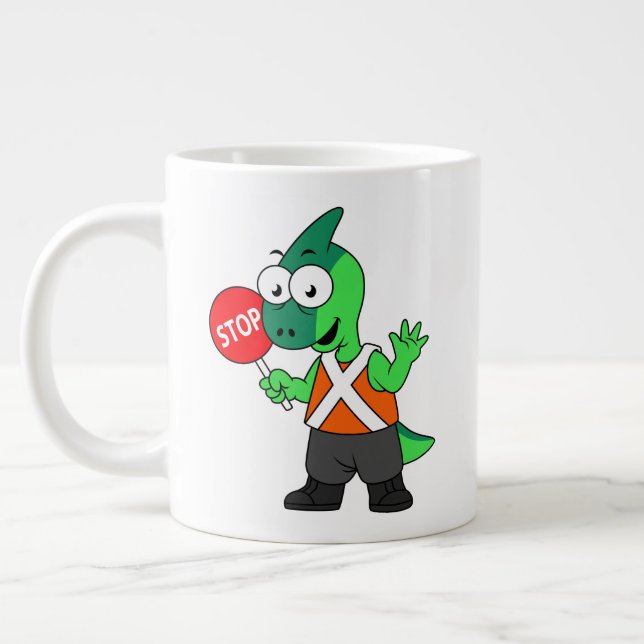 Taza De Café Gigante Ilustracion De Un Encargado Del Tráfico De Parasau (Izquierda)