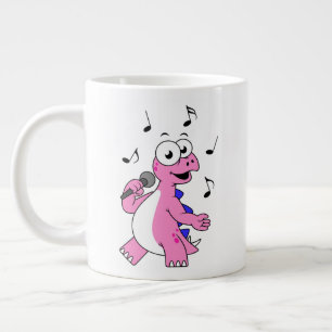 Taza De Café Gigante Ilustracion De Un Estegosaurio Cantante.