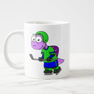 Taza De Café Gigante Ilustracion De Un Jugador De Hockey Spinosaurus.