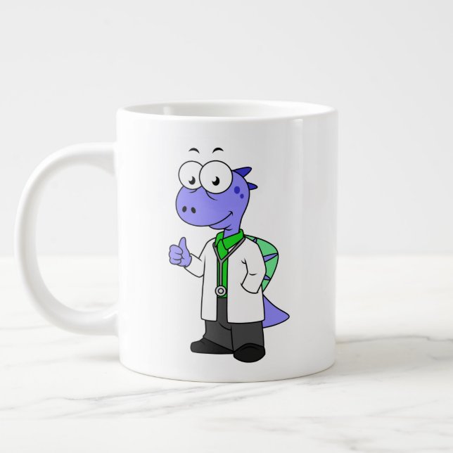 Taza De Café Gigante Ilustracion De Un Médica Spinosaurus. (Izquierda)