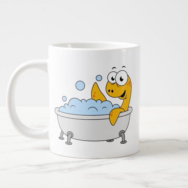 Taza De Café Gigante Ilustracion De Un Monstruo De Baño De Ness. (Izquierda)