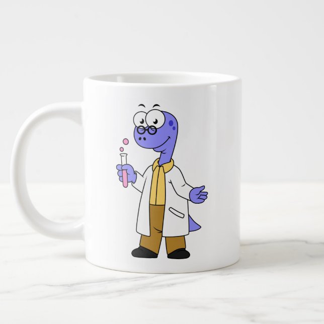 Taza De Café Gigante Ilustracion De Un Químico Brontosauro. (Izquierda)