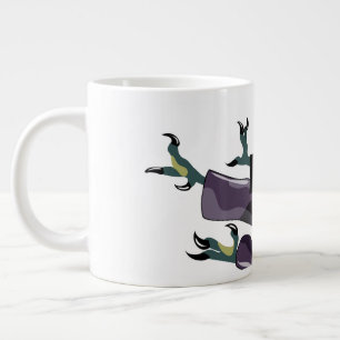 Taza De Café Gigante Ilustracion De Un Raptor Que Realiza Karate.