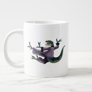 Taza De Café Gigante Ilustracion De Un Raptor Que Realiza Karate.