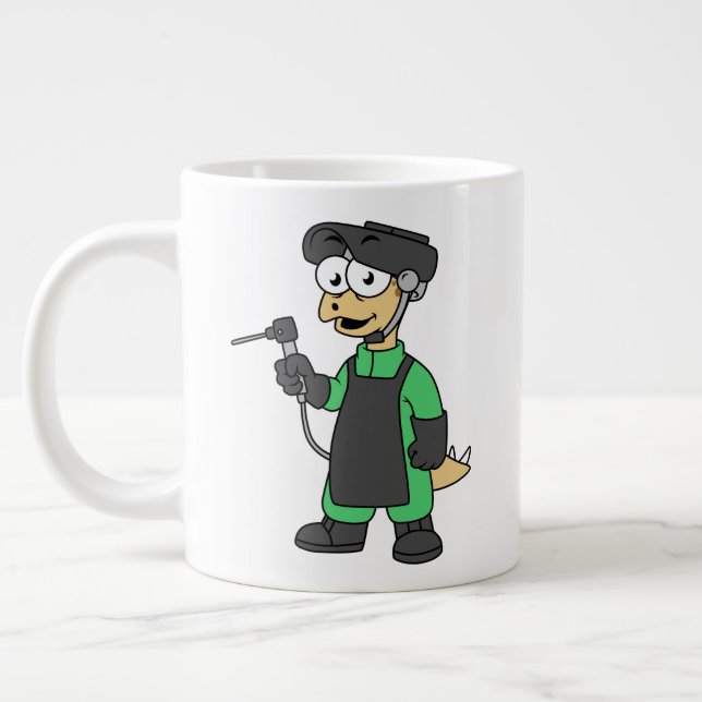 Taza De Café Gigante Ilustracion De Un Soldado Estegosaurio. (Izquierda)