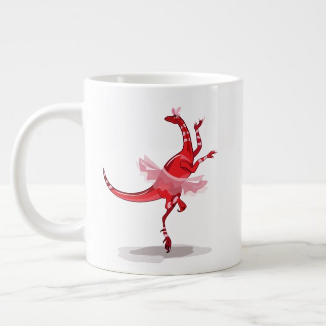 Taza De Café Gigante Ilustracion De Una Ballerina Bailando Raptor. (Izquierda)