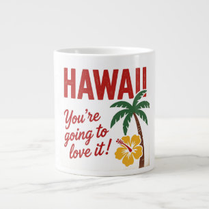 Taza De Café Gigante Ilustración de viaje de las Islas Hawaianas Retro