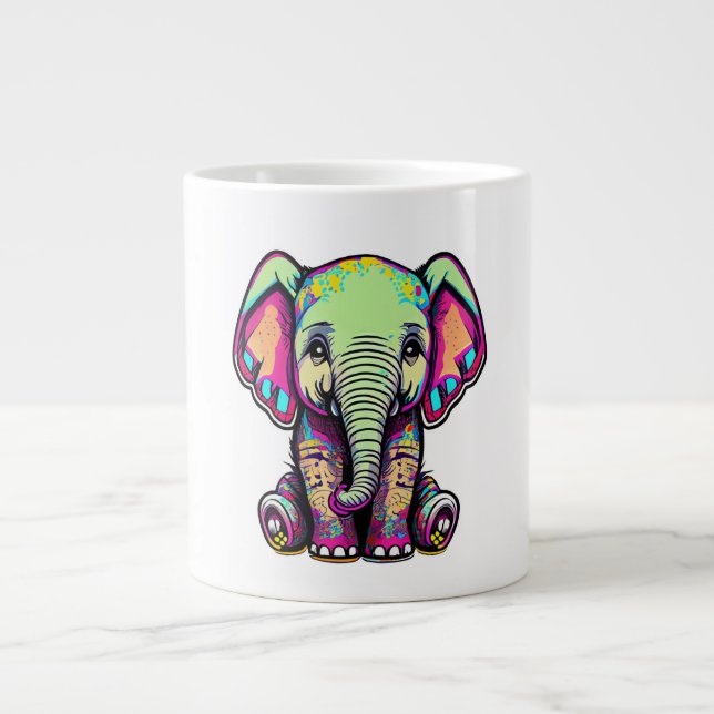 Taza De Café Gigante Ilustracion digital de la sesión de un bebé elefan (Frente)