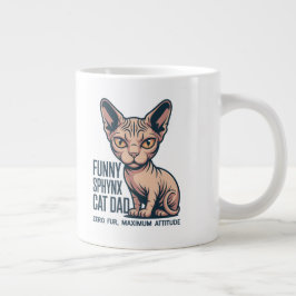 Taza De Café Gigante Ilustración divertida de gato Sphynx papá