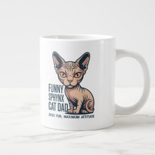 Taza De Café Gigante Ilustración divertida de gato Sphynx papá