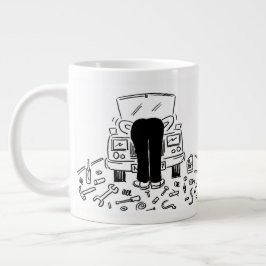 Taza De Café Gigante Ilustracion mecánico de coches en un