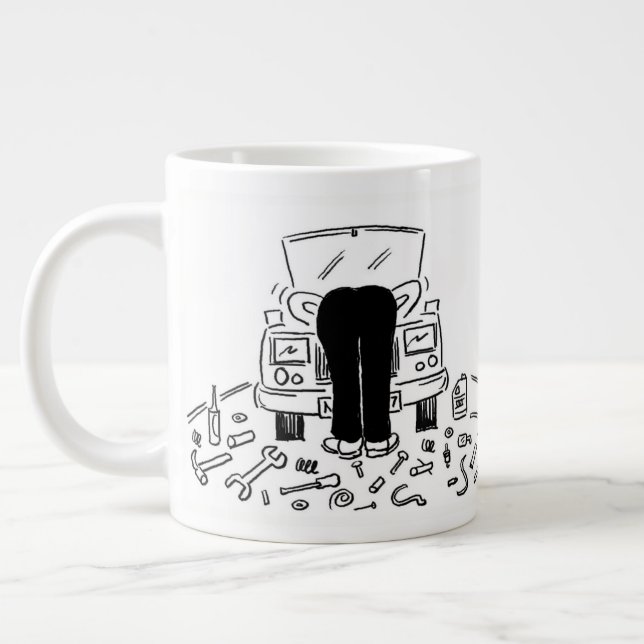 Taza De Café Gigante Ilustracion mecánico de coches en un (Izquierda)