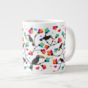 Taza De Café Gigante ilustracion tropical del pájaro toucan lindo