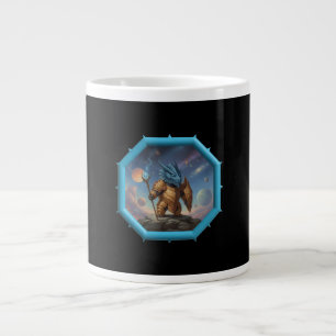Taza De Café Gigante Imagen de fantasía pequeño dragón azul en armadura