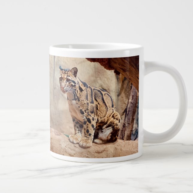 Taza De Café Gigante imagen de leopardo nublado naturaleza vida salvaje (Derecha)