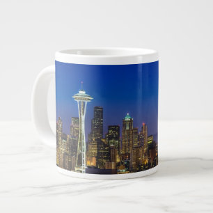 Taza De Café Gigante Imagen del horizonte de Seattle en horas de mañan