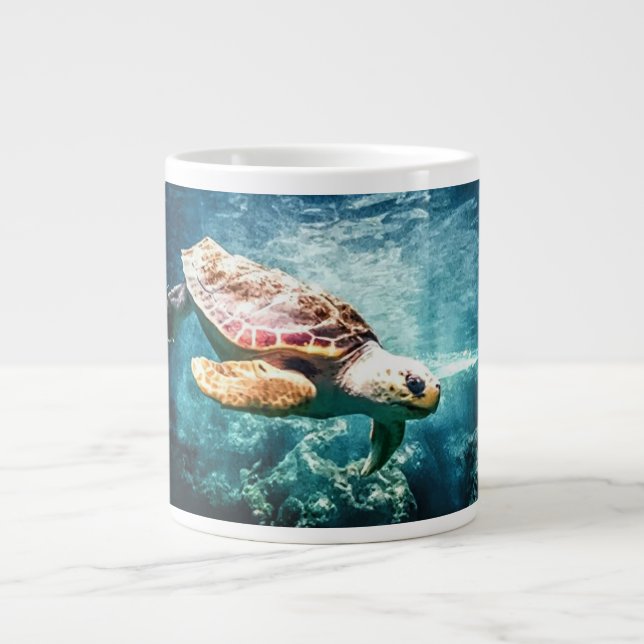 Taza De Café Gigante Imagen subacuática de mar del océano hermoso de la (Frente)