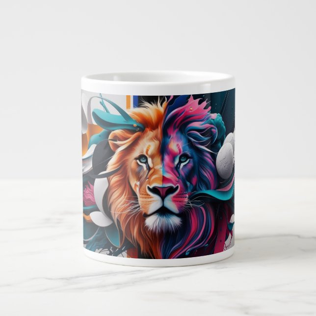 Taza De Café Gigante Imágenes abstractas de expresionismo del león MUG  (Frente)