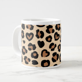 Taza De Café Gigante Impresión animal, leopardo marrón, puntos de chita
