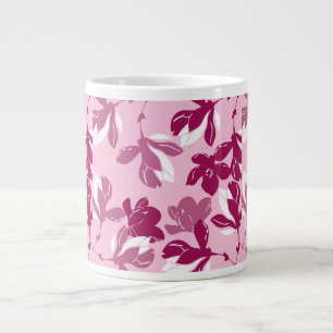 Taza De Café Gigante Impresión botánica de magnolia rosa