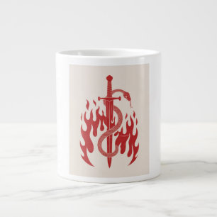 Taza De Café Gigante Impresión de arte Risograph de Serpiente y Espada