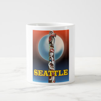 Taza De Café Gigante Impresión de cartel de viaje del tótem de Seattle
