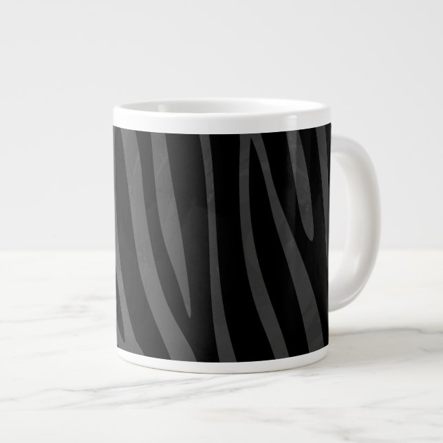 Taza De Café Gigante Impresión de cebra negra y gris (Derecha)