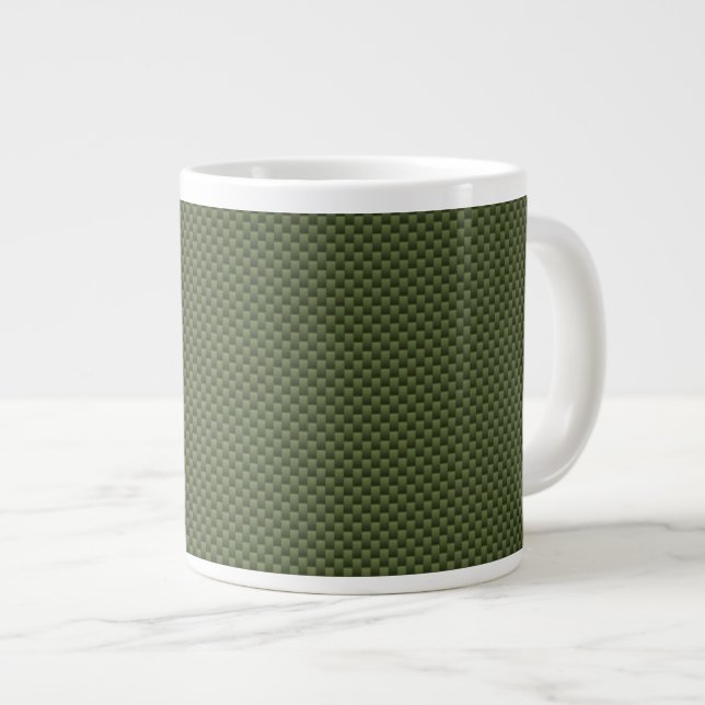Taza De Café Gigante Impresión de fibra de carbono verde del ejército (Derecha)