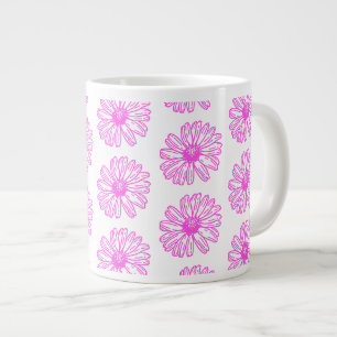Taza De Café Gigante Impresión de flores de margarita ultrarosada, flor