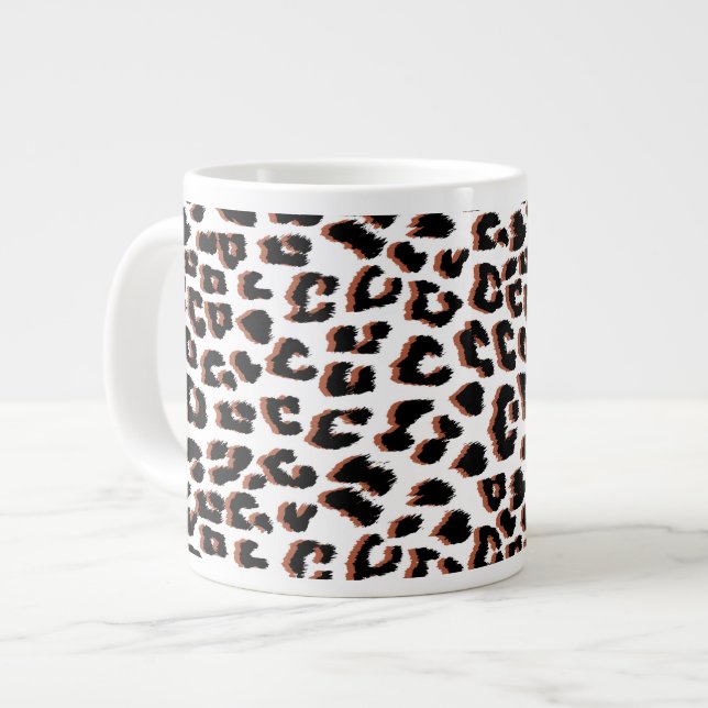 Taza De Café Gigante Impresión de leopardo blanco y marrón negro (Izquierda)