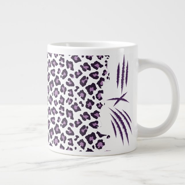 Taza De Café Gigante Impresión de leopardo púrpura claro (Derecha)