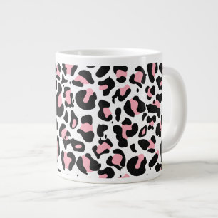 Taza De Café Gigante Impresión de leopardo rosa y negro de moda