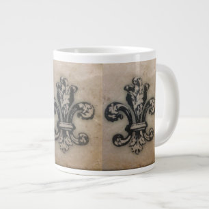 TAZA DE CAFÉ GIGANTE IMPRESIÓN FABULOSA DEL VINTAGE DE LA FLOR DE LIS