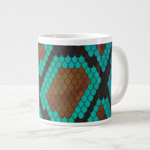 Taza De Café Gigante Impresión Verde azulada y marrón de serpientes