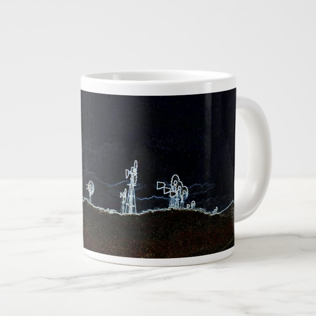 Taza De Café Gigante Impresionante Granja de Molino de Viento Vintage N (Derecha)