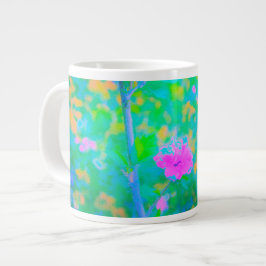 Taza De Café Gigante Impresionante paisaje azul con flor rosa