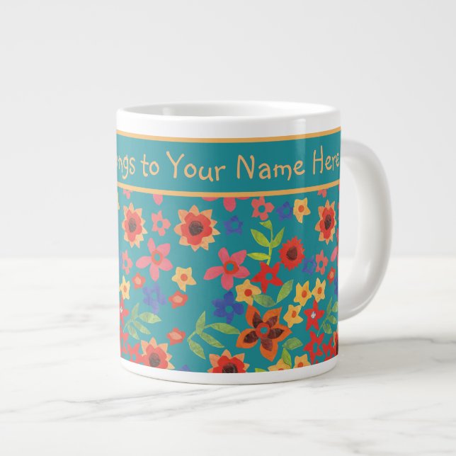 Taza De Café Gigante Impresiones florales retro de moda sobre la colmen (Derecha)