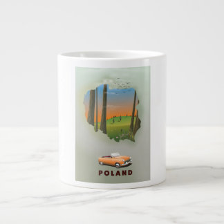 Taza De Café Gigante Impreso de póster de viaje ilustrado de Polonia.