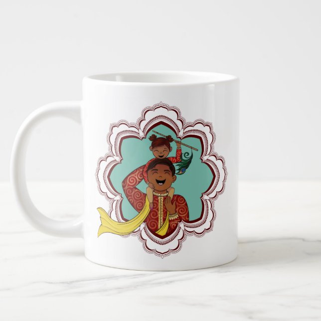 Taza De Café Gigante Indian Dad carrying his daughter on his shoulders (Izquierda)