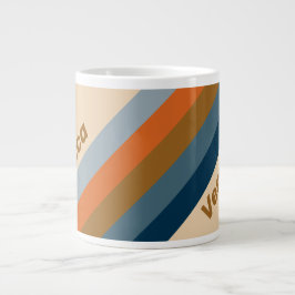 Taza De Café Gigante Indigo Horizon Stripes with Name